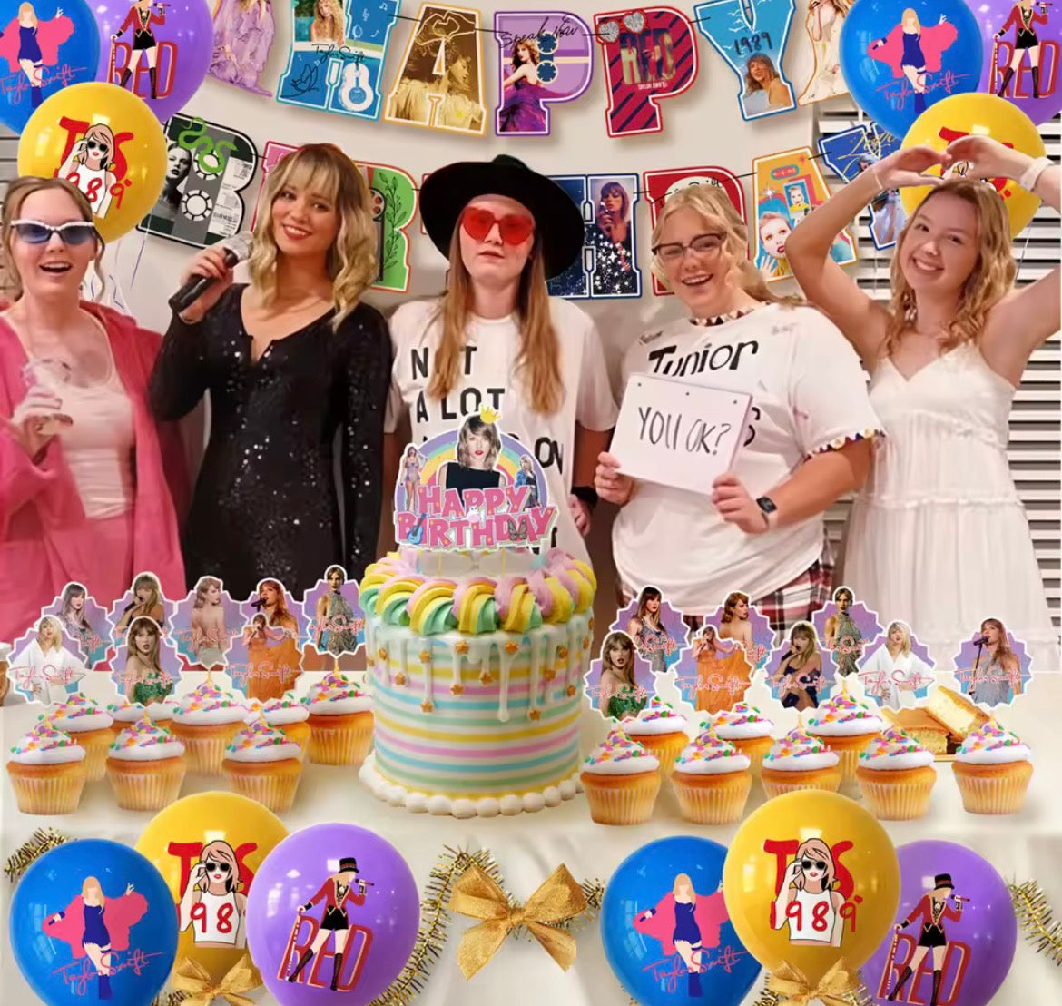 Taylor Birthday Decoration Set - Balloons, Cake Inserts, Banner | Taylor Doğum Günü Dekorasyon Seti