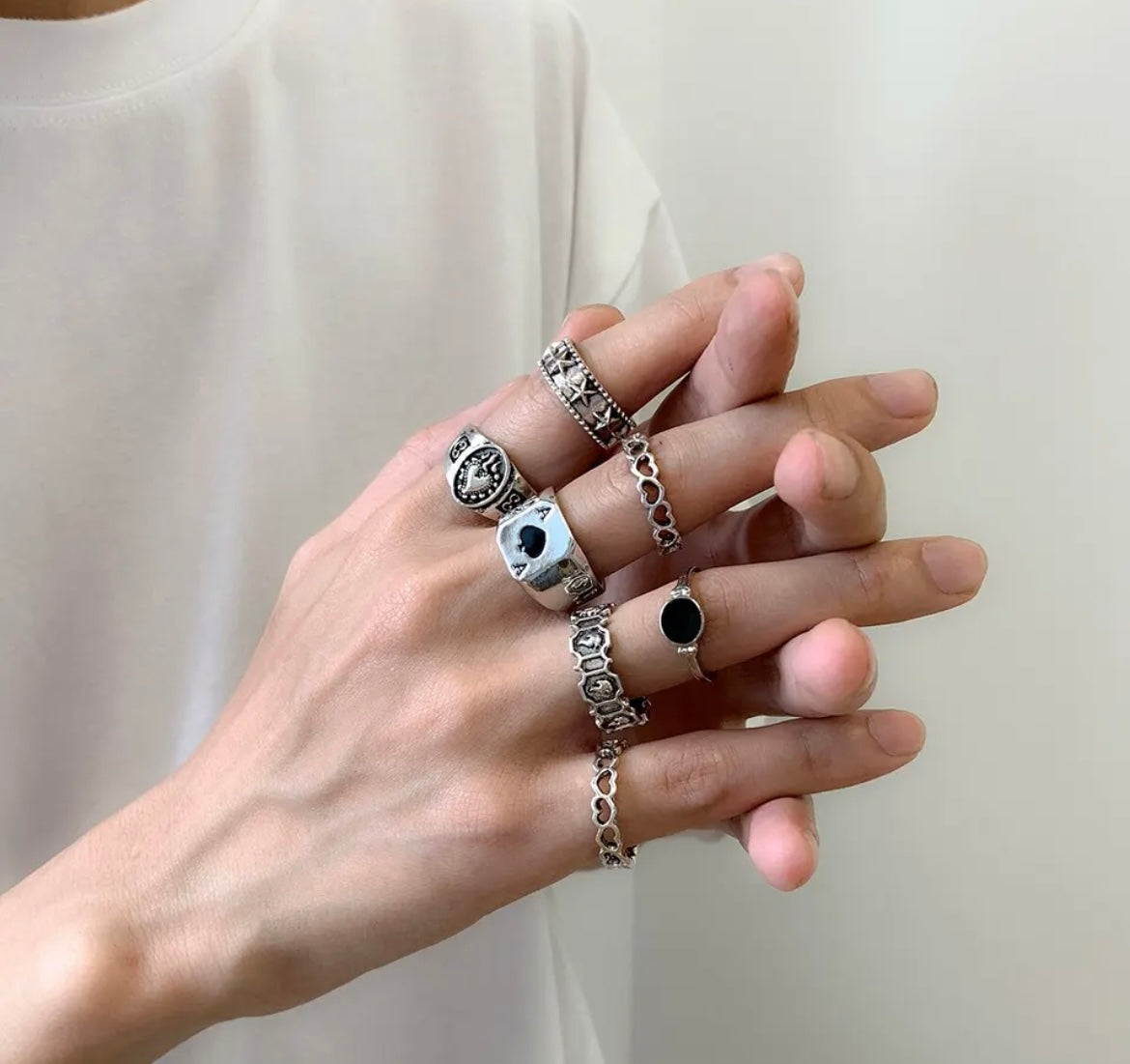 Unisex Silver Yüzük Seti