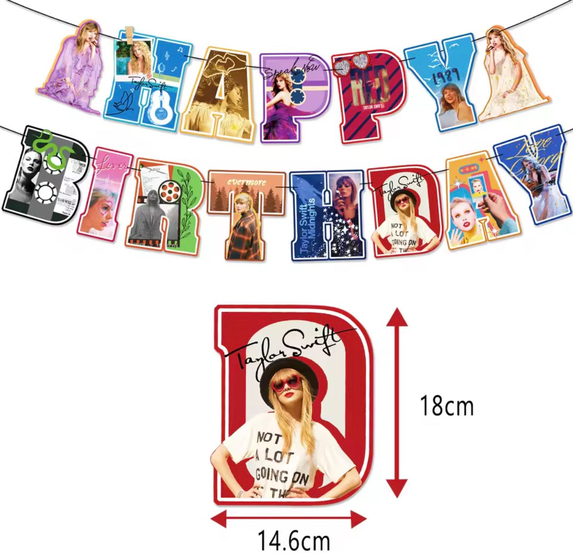Taylor Birthday Decoration Set - Balloons, Cake Inserts, Banner | Taylor Doğum Günü Dekorasyon Seti