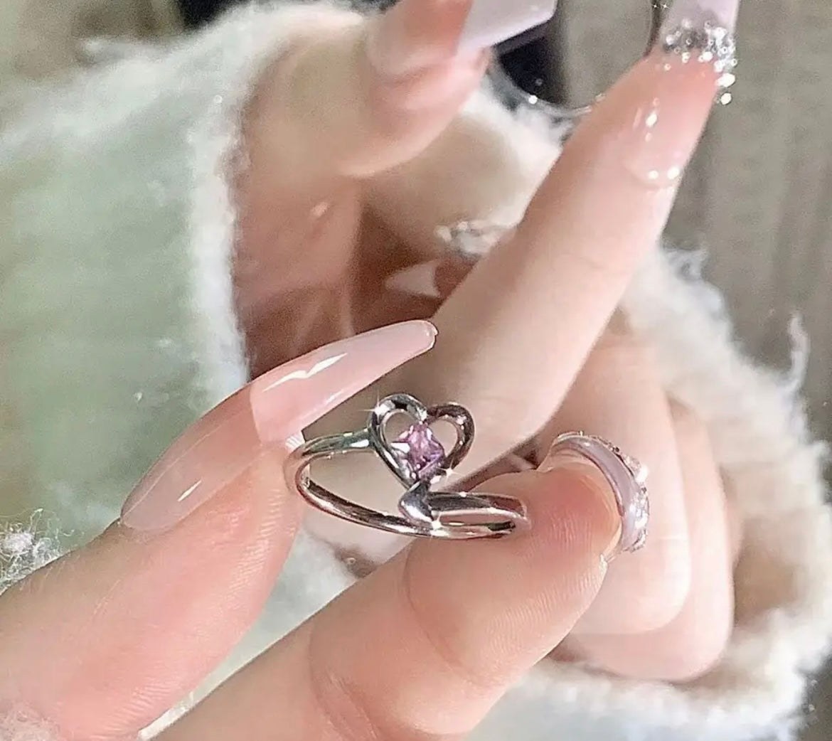 Pembe Kalp Elmas Yüzük