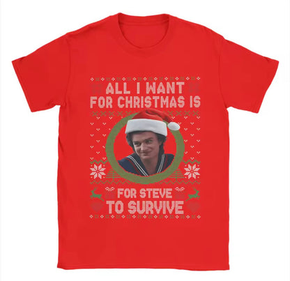 Stranger Things All I Want for Christmas is Steve Harrington to Survive T-shirt | Stranger Things All I Want for Christmas is Steve Harrington to Survive Tişört