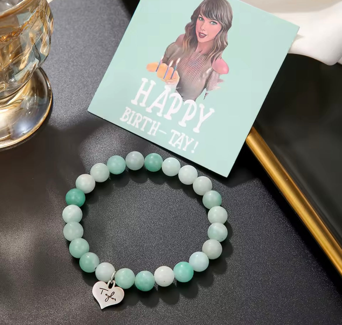 Taylor Boncuklu Bileklik - Taylor Beaded Bracelet with Heart Charm