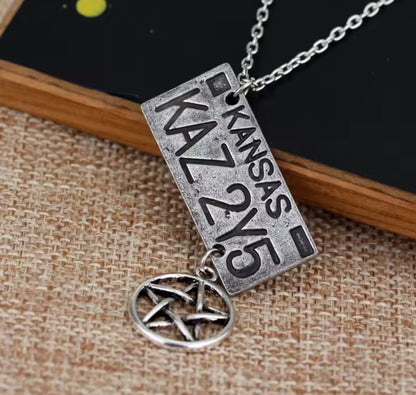 Supernatural Dean Winchester Kansas License Plate Pendant Necklace