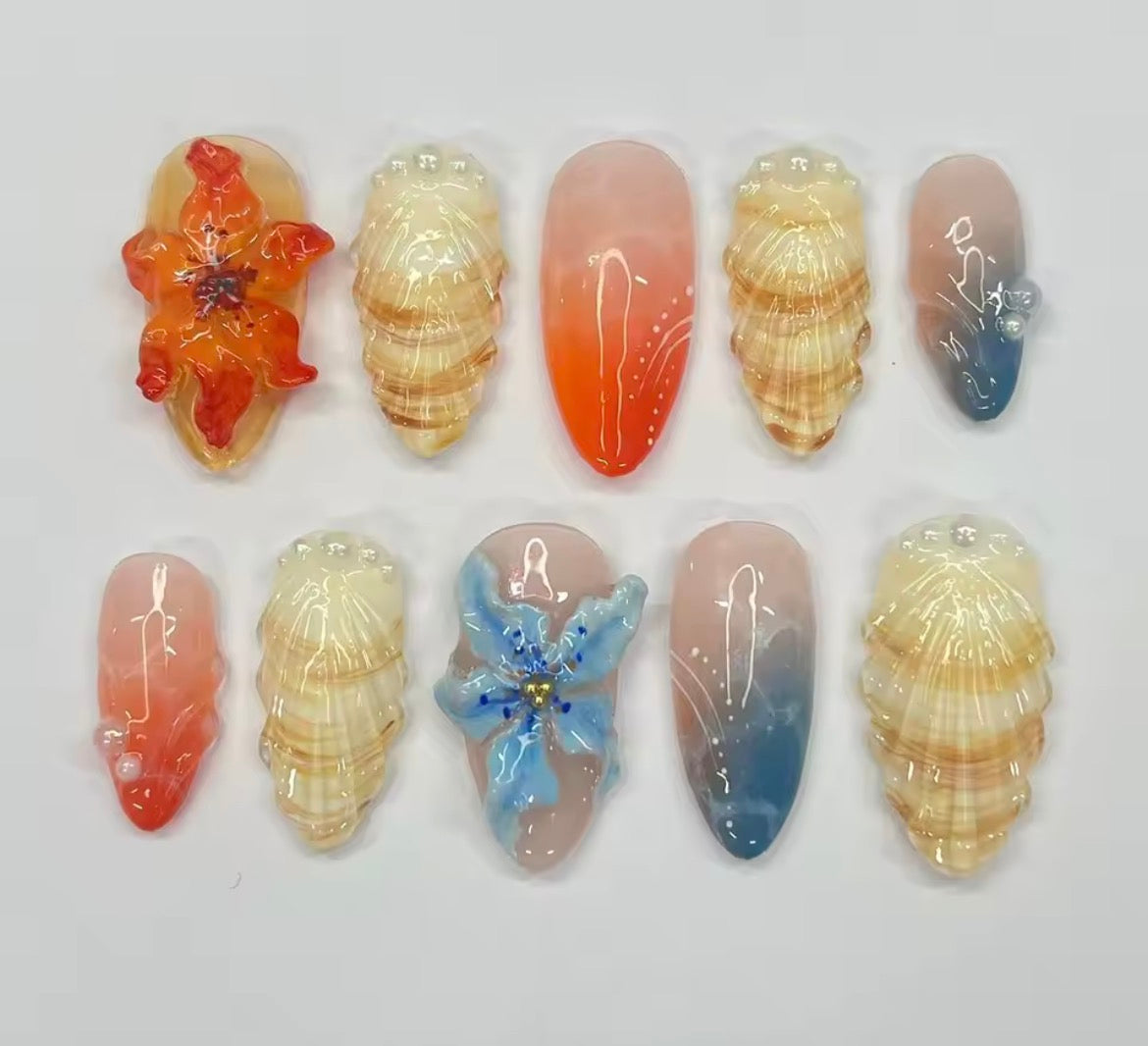 Handmade 3D Gel Press-On Nails - Custom Nail Art Set