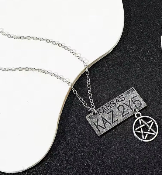 Supernatural Dean Winchester Kansas License Plate Pendant Necklace