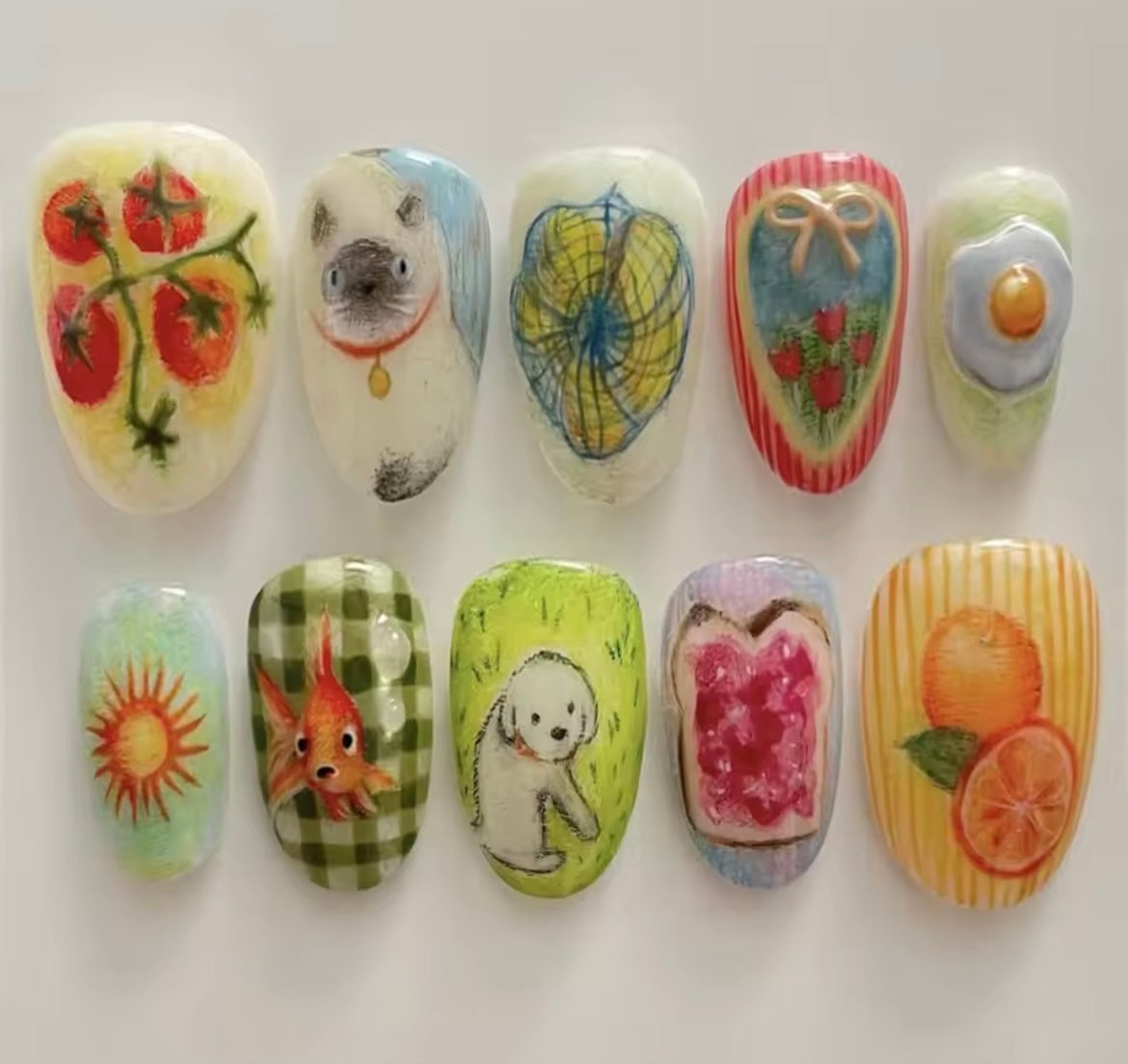Handmade 3D Gel Press-On Nails - Custom Nail Art Set