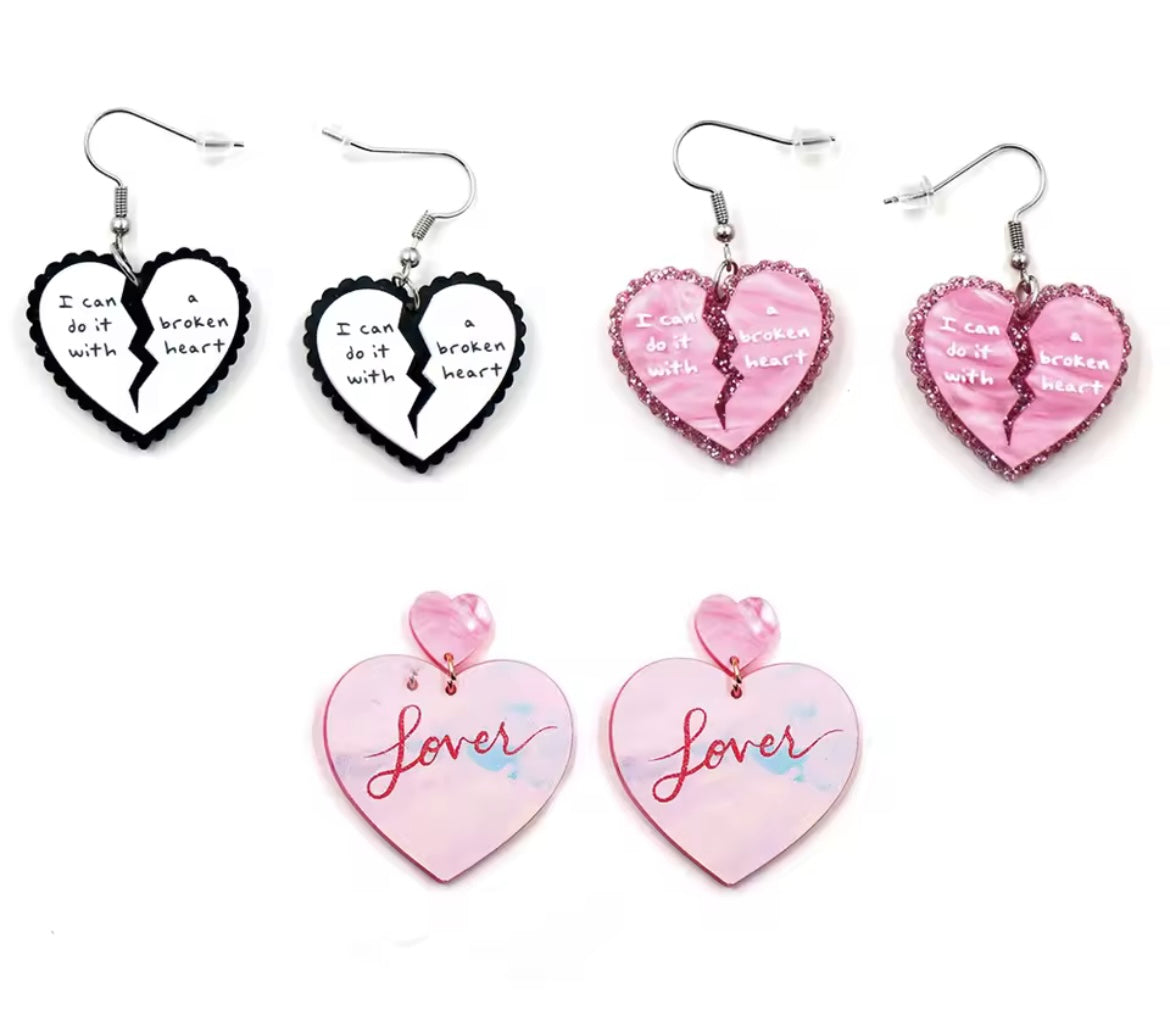 Taylor 'I Can Do It With A Broken Heart' & Lover Earrings - Eras Tour Inspired Jewelry