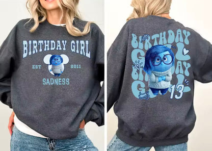 Inside Out Sadness Birthday Girl Sweatshirt | Inside Out Hüzün Doğum Günü Kızı Sweatshirt