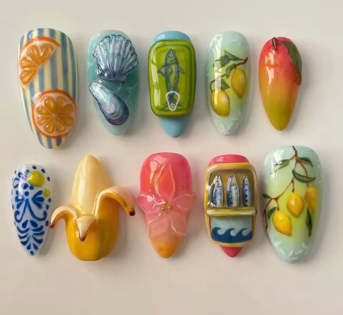 Handmade 3D Gel Press-On Nails - Custom Nail Art Set