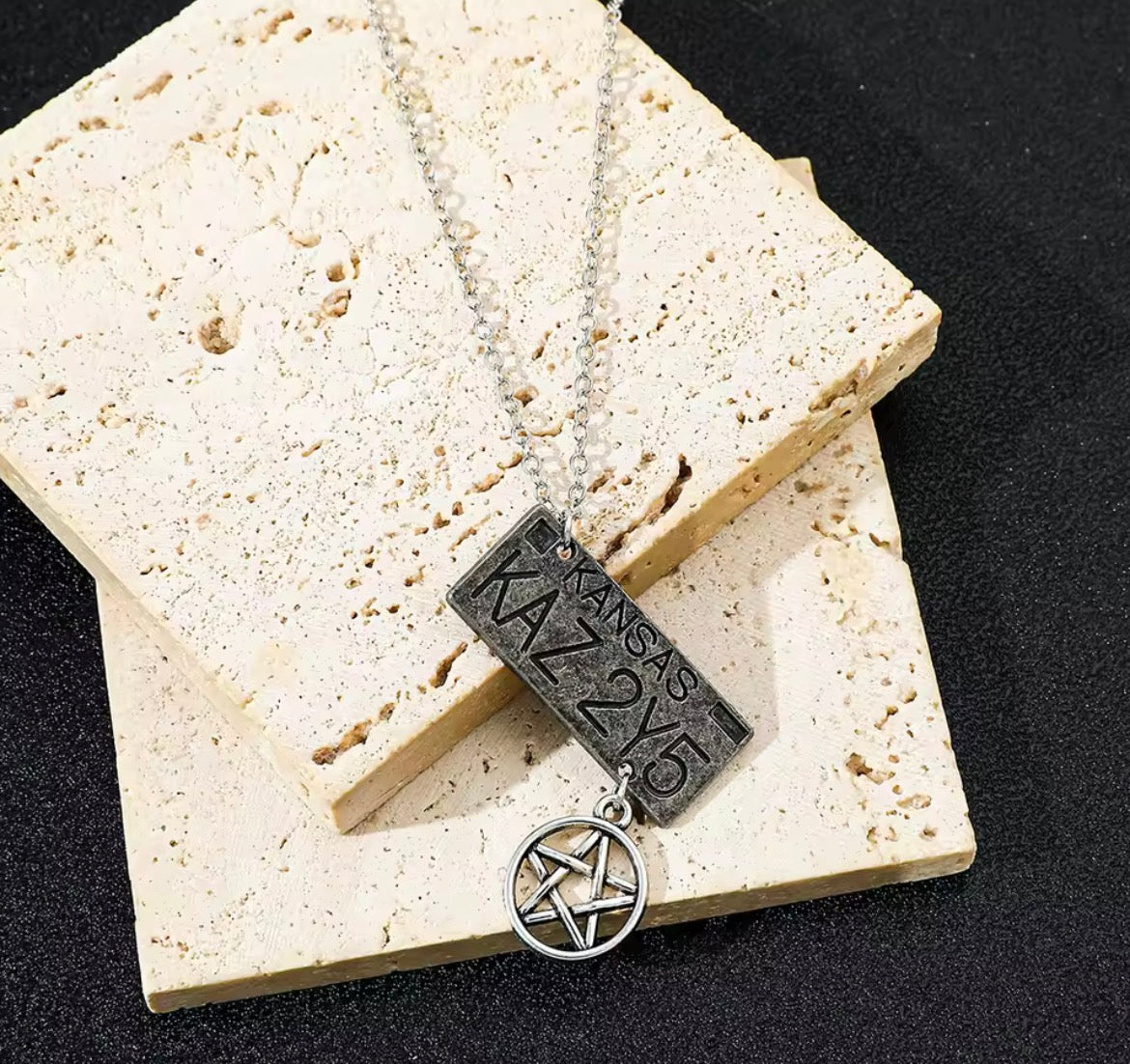 Supernatural Dean Winchester Kansas License Plate Pendant Necklace