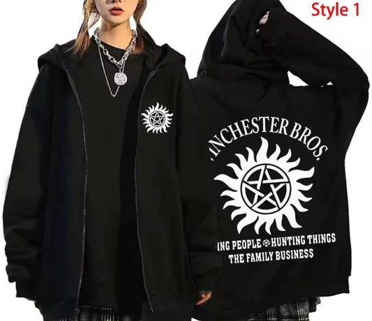 Supernatural Winchester Bros Hoodie - Unisex Zipper Coat