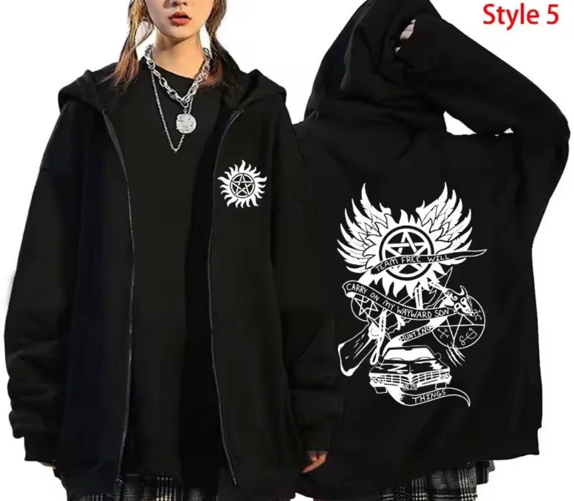 Supernatural Winchester Bros Hoodie - Unisex Zipper Coat