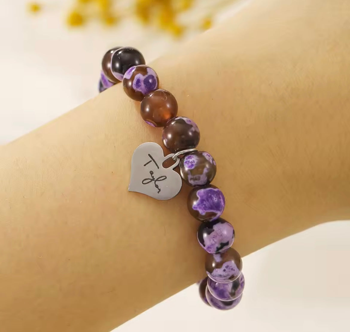 Taylor Boncuklu Bileklik - Taylor Beaded Bracelet with Heart Charm