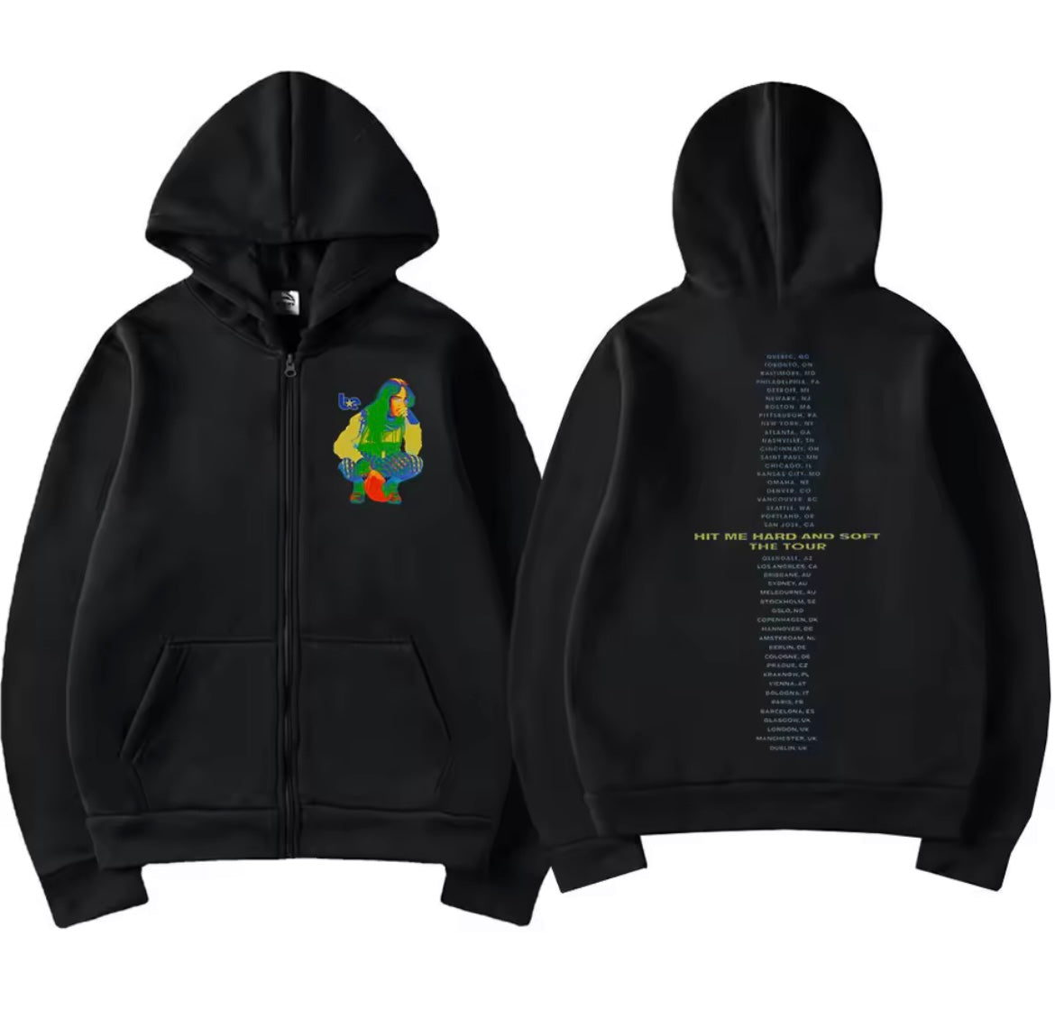 Billie - Hit Me Hard and Soft 2025 Tour Zipper Hoodie Jacket