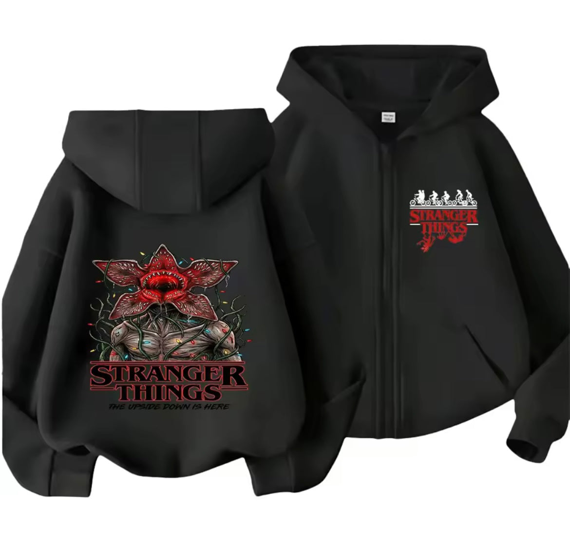 Stranger Things Upside Down Demogorgon Zip-Up Hoodie | Stranger Things Upside Down Demogorgon Fermuarlı Hırka