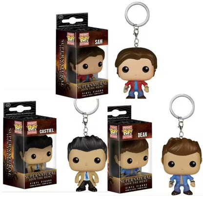 Supernatural Sam Dean Castiel Funko Pop Keyring - Supernatural Funko Pop Anahtarlık