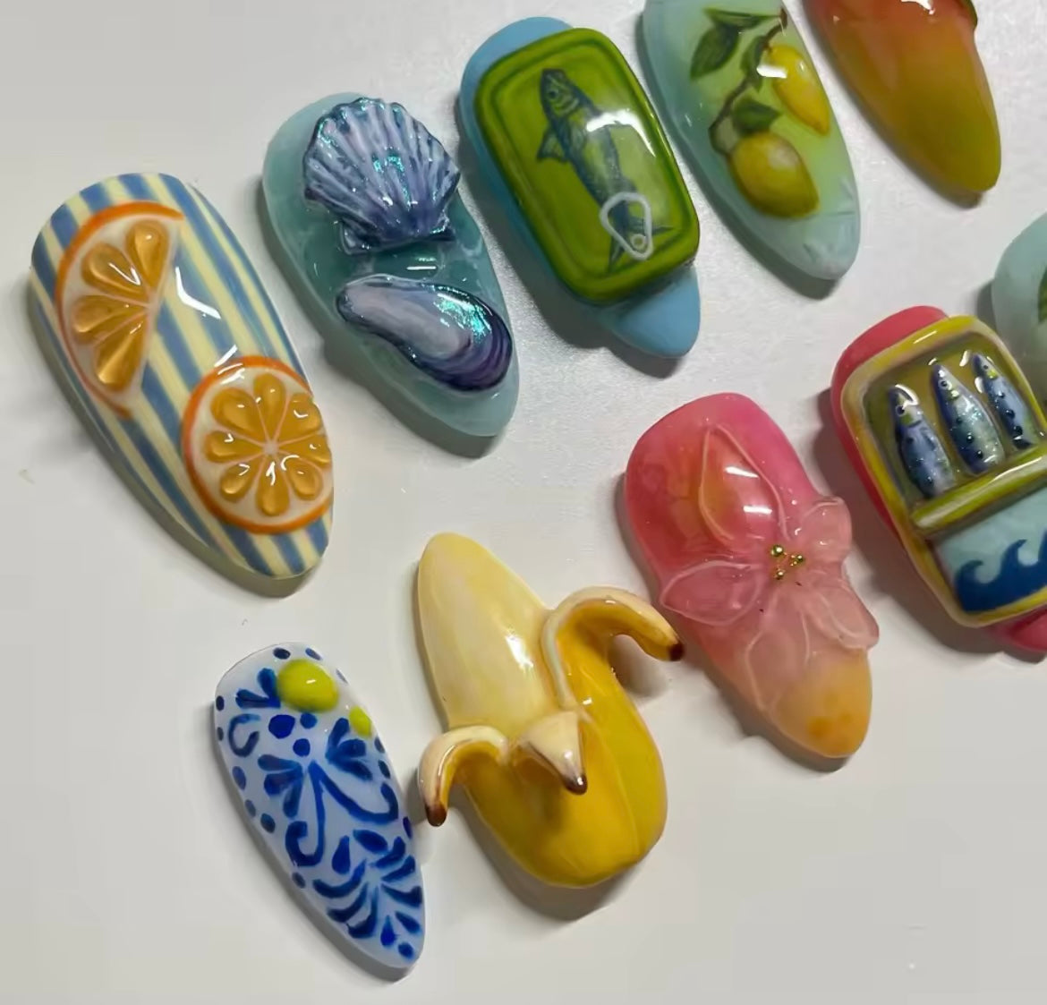 Handmade 3D Gel Press-On Nails - Custom Nail Art Set