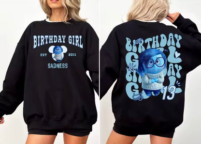 Inside Out Sadness Birthday Girl Sweatshirt | Inside Out Hüzün Doğum Günü Kızı Sweatshirt