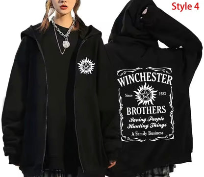 Supernatural Winchester Bros Hoodie - Unisex Zipper Coat