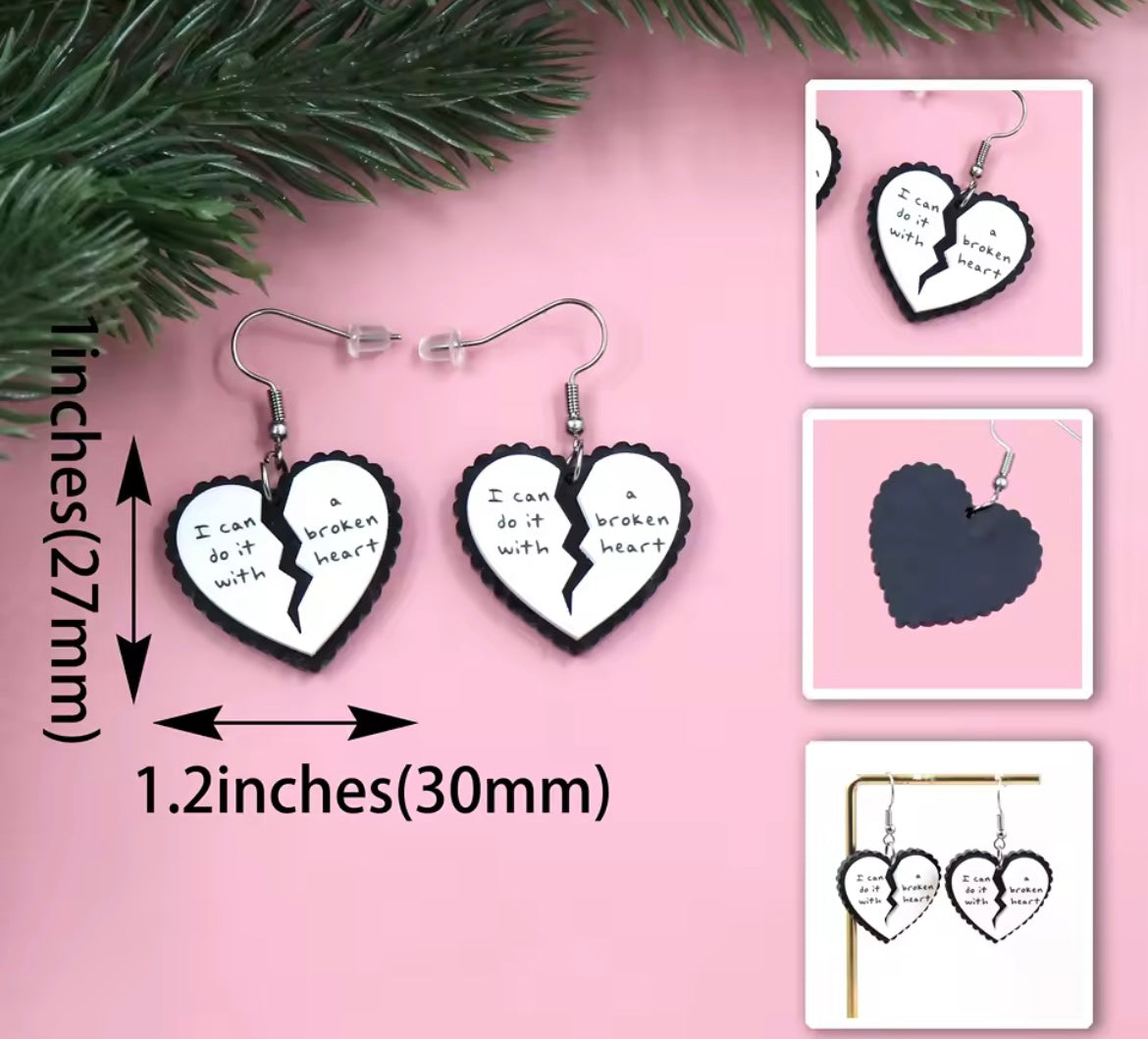 Taylor 'I Can Do It With A Broken Heart' & Lover Earrings - Eras Tour Inspired Jewelry