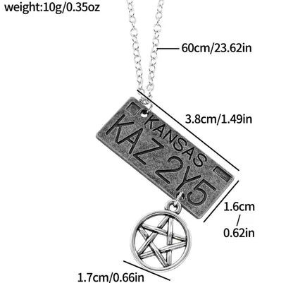 Supernatural Dean Winchester Kansas License Plate Pendant Necklace