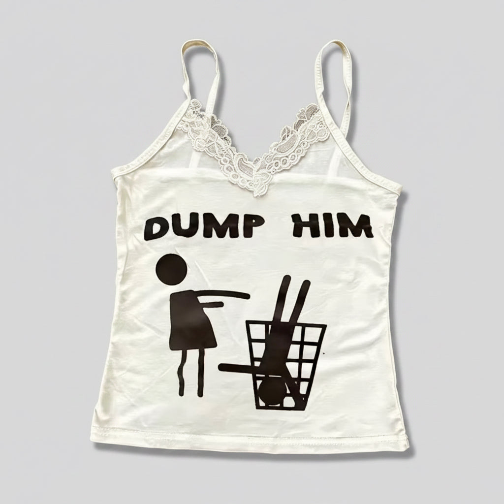 Y2K 'Dump Him' Crop Top - Retro Slogan Baby Tee