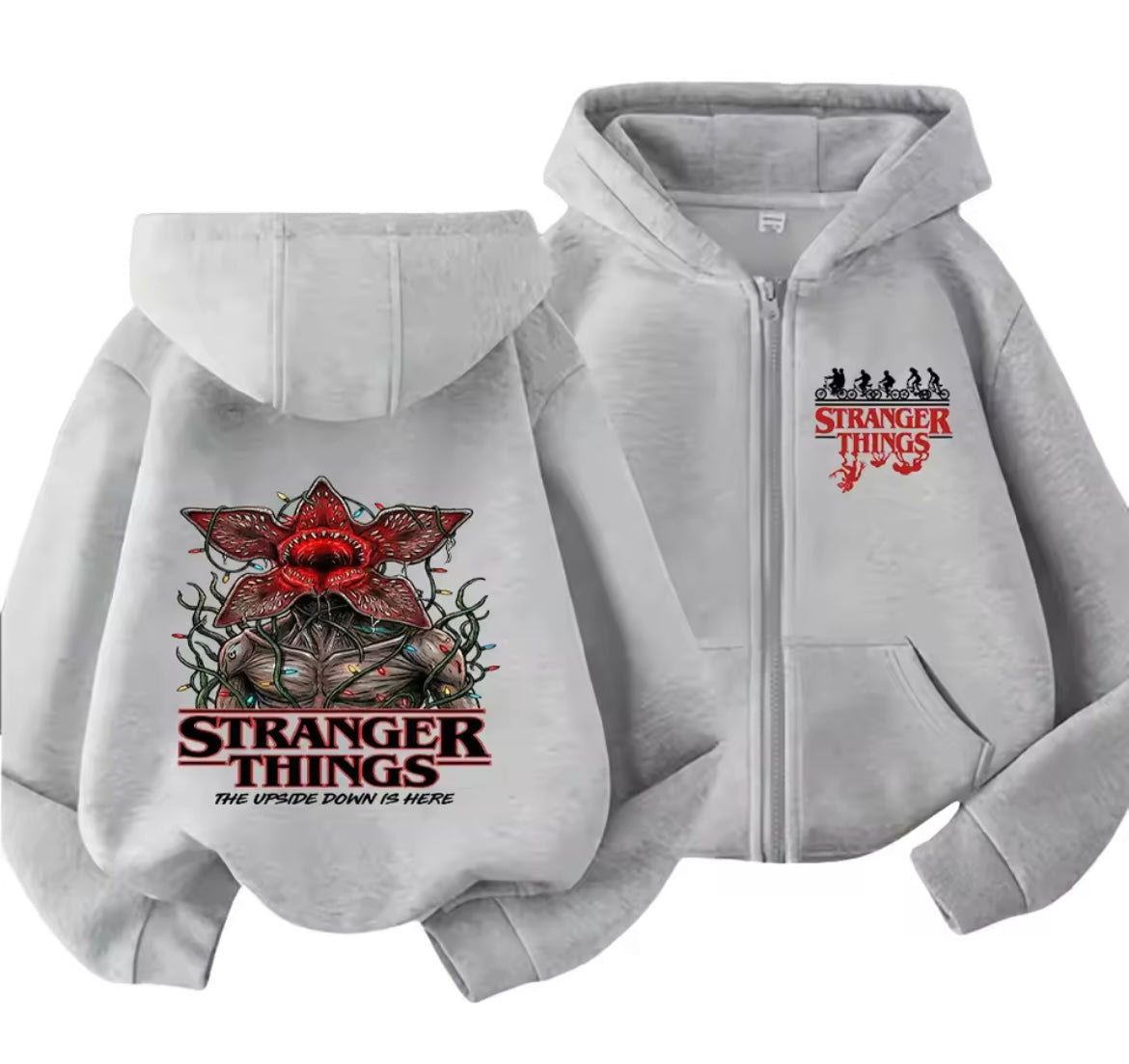Stranger Things Upside Down Demogorgon Zip-Up Hoodie | Stranger Things Upside Down Demogorgon Fermuarlı Hırka
