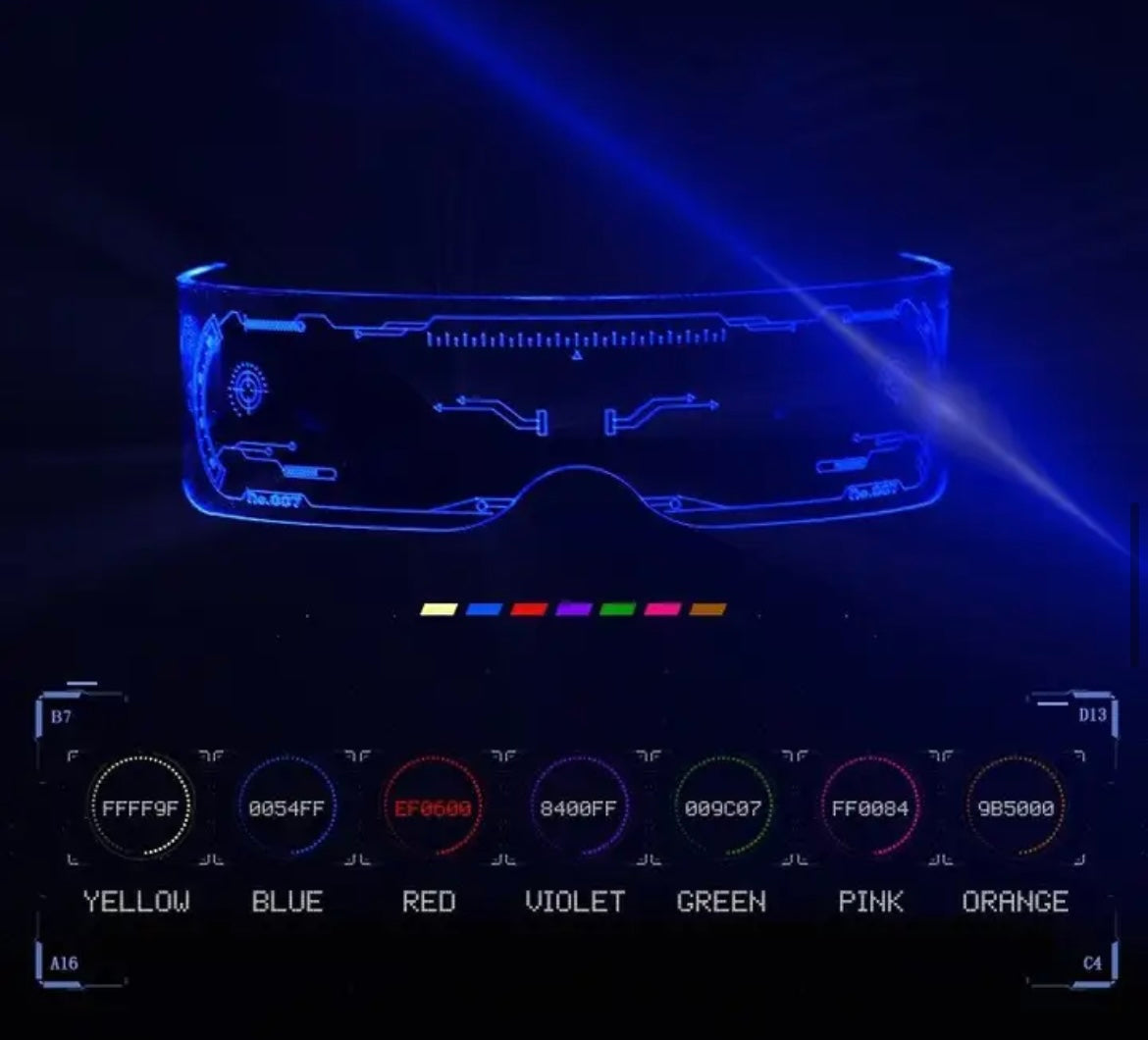 Led Işıklı Vintage Techno Gözlük