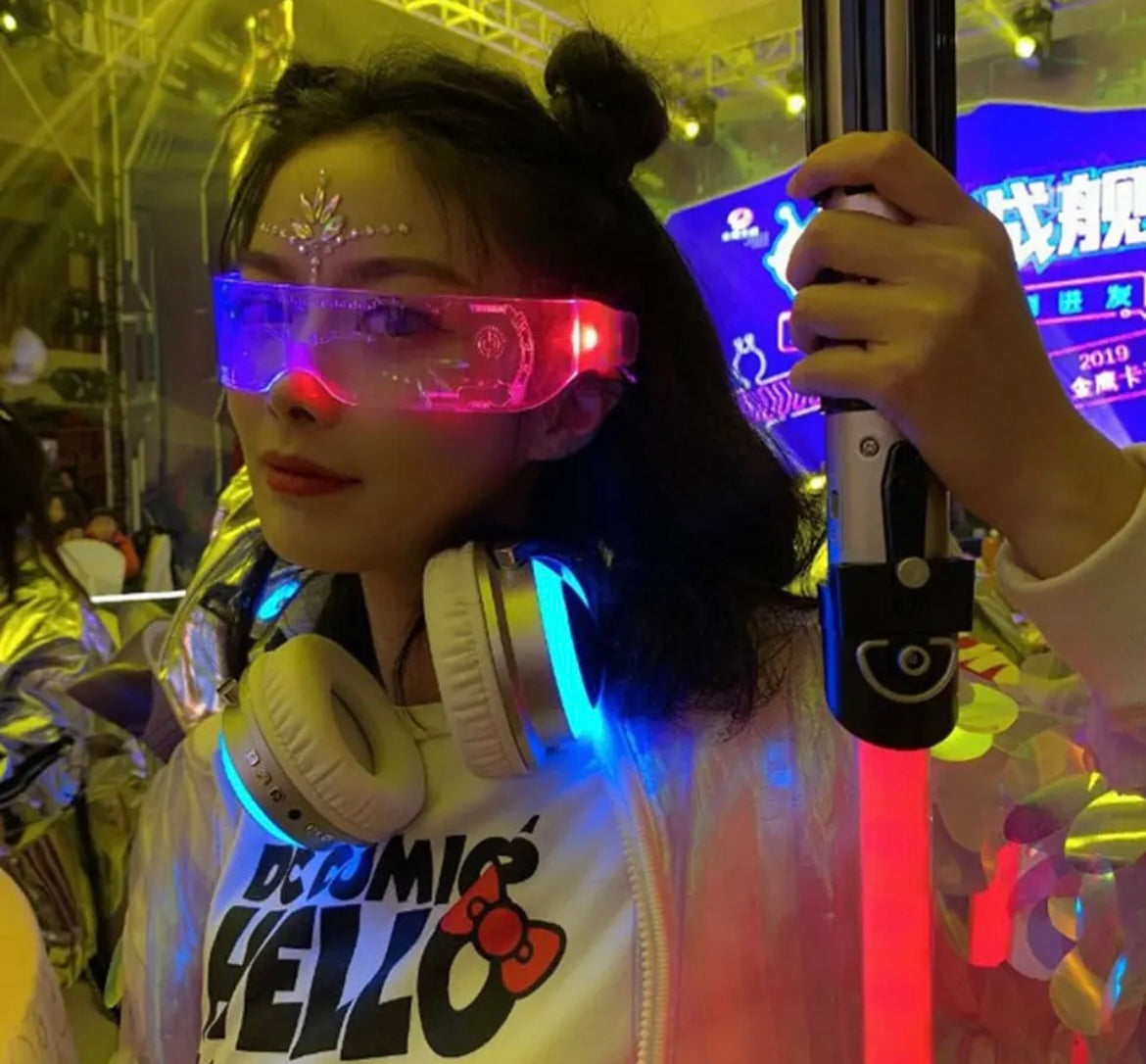 Led Işıklı Vintage Techno Gözlük